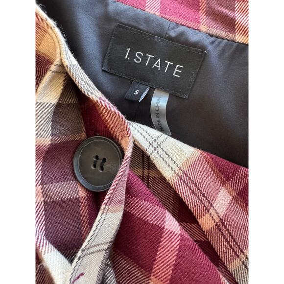 New ~ 1.STATE REVOLVE ~ Women's Multicolor Plaid Long Sleeve Top Coat Size Small - Picture 7 of 8